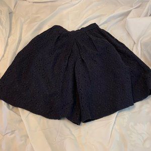 Strawberry Fields Navy Blue Floral Cut Out Overlay Full Shorts